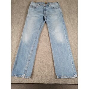 Lee Jeans Men 35x34 Blue Regular Fit Straight Leg Light Wash Denim Workwear